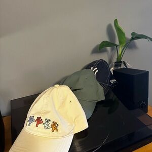 Cap Collection - Cream Baseball Cap, Green Nike Cap, Blue Yankee Cap